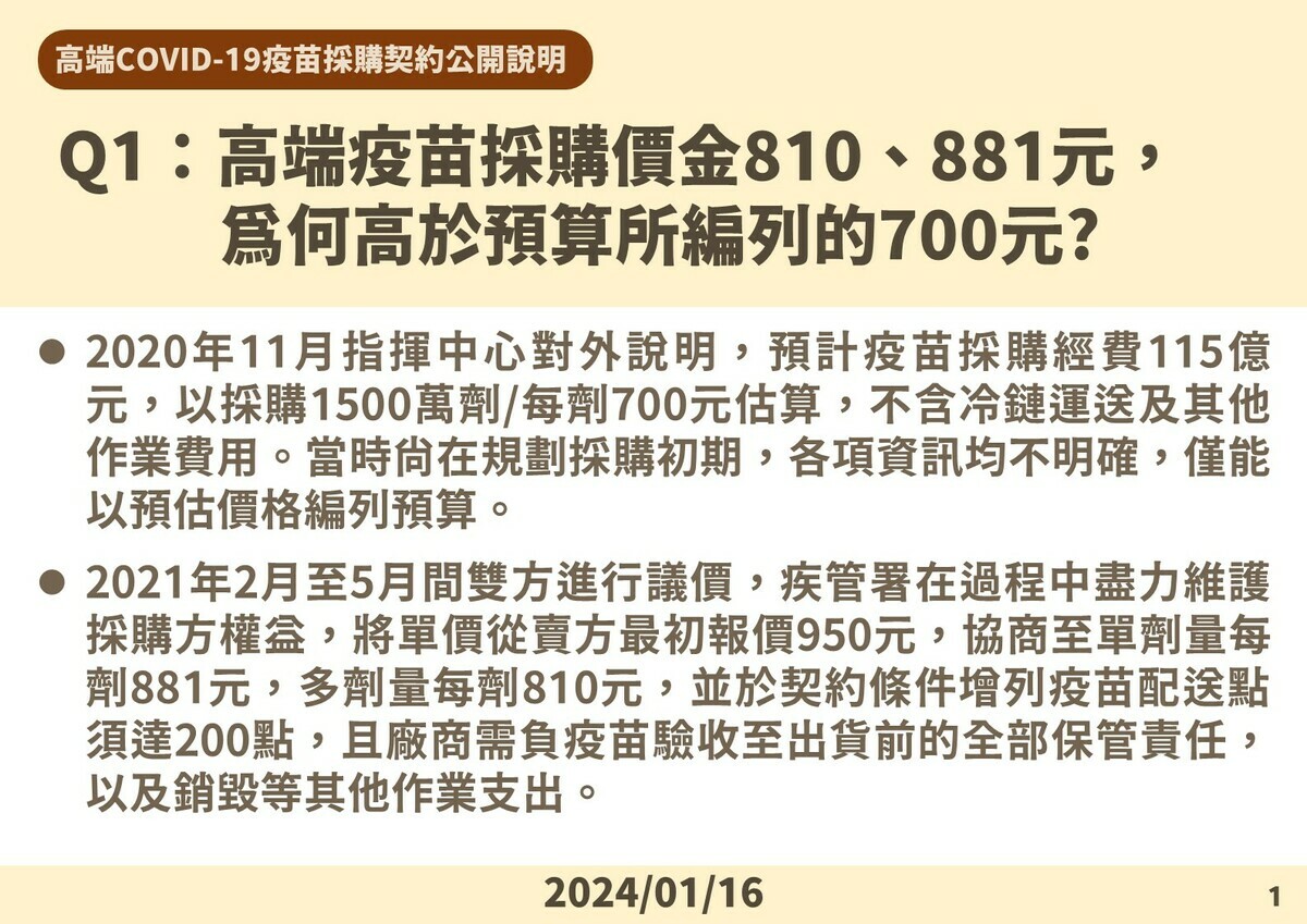 高端的881元包括了冷冷鏈冷藏，與VICP(預防接種受害救濟)等費用 圖：疾管署／提供