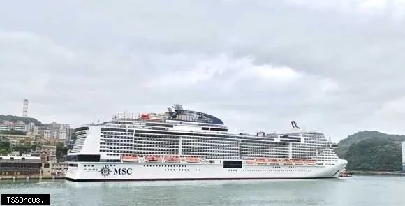 亞太最大郵輪今日基隆港首航。(圖為地中海榮耀號) 圖：臺灣港務股份有限公司基隆港務分公司提供