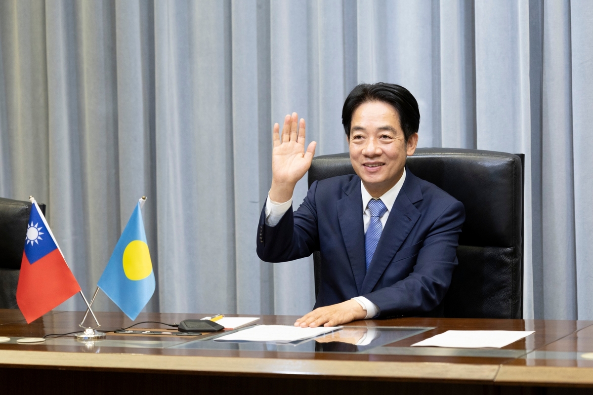副總統賴清德與帛琉總統惠恕仁進行視訊談話。 圖：總統府提供