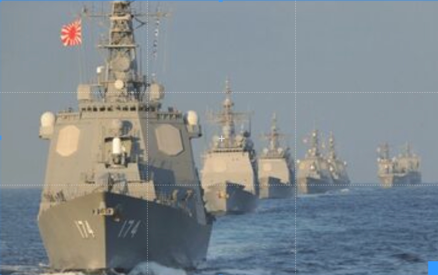 日本自衛隊海上艦隊。 圖：翻攝自X帳號「@Aurora107E」