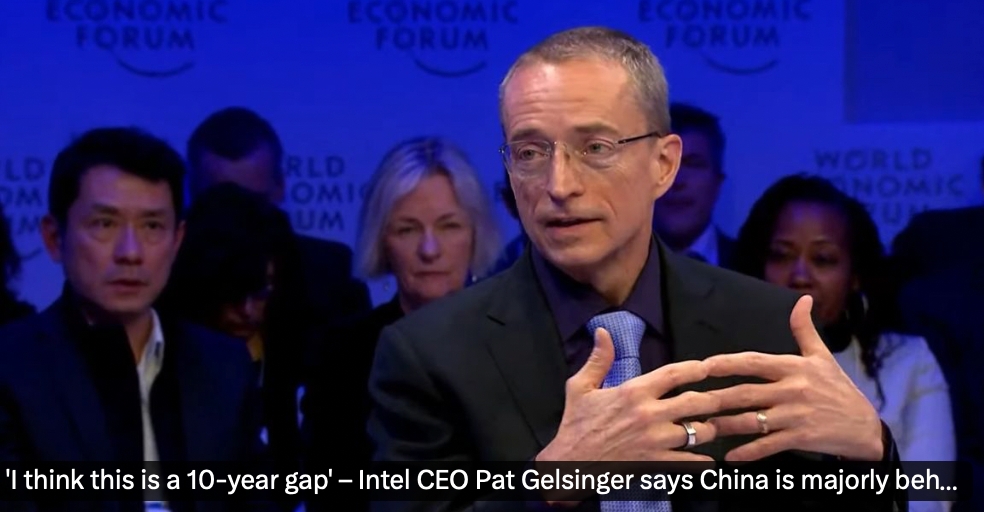 英特爾執行長季辛格（Pat Gelsinger）認為，國際對中國半導體業的制裁限制了其 7 奈米以上製程的發展，迫使其在該領域的技術落後全球約十年。 圖：取自「X」@RamblingAK