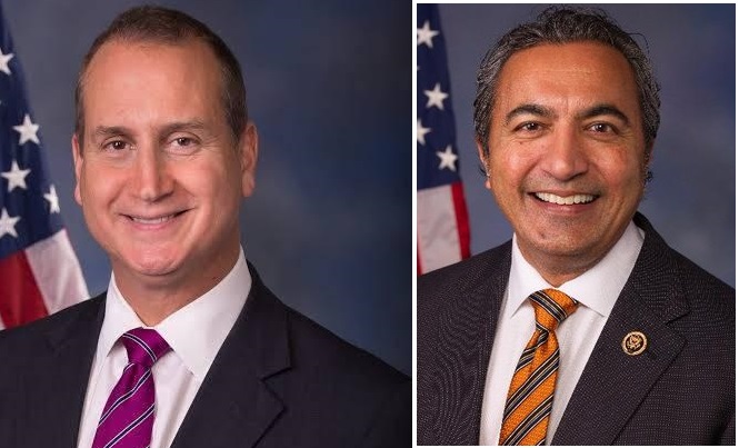 美「國會台灣連線」領導人共和黨籍眾議員狄亞士巴拉特（左圖），與民主黨議員貝拉（右圖），率領跨黨派國會議員，在大選後首度造訪台灣。 圖：翻攝自推特／新頭殼合成