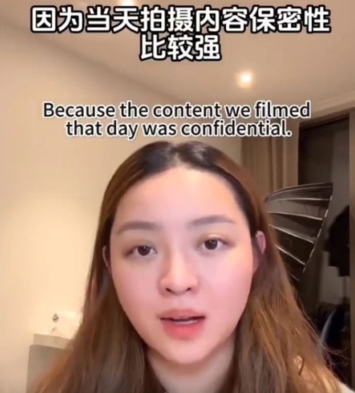 Mengying Liu 23 日則拍影片反擊，稱事發當日，她是協助中國一個自媒體拍攝農曆新年特別節目，因為簽了保密協議，拍攝內容不能提前公開。 圖：取自中國網站