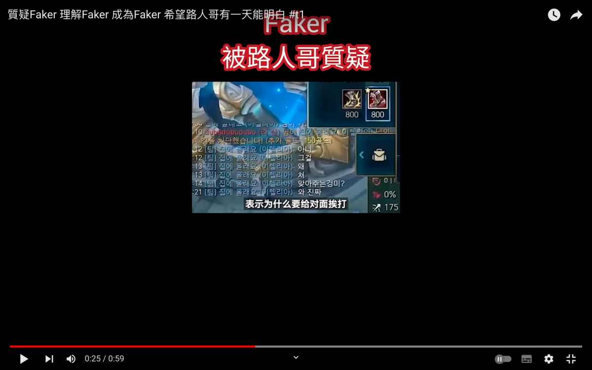 Faker日前打《英雄聯盟》時，一時不注意導致被對手擊殺，因此被同隊的路人質疑技術。 圖：翻攝自T1粉絲資訊交流俱樂部YT頻道