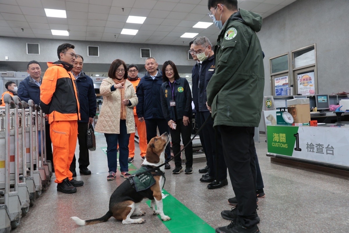 海巡偵搜犬投入國境防疫工作。 圖：海委會/提供