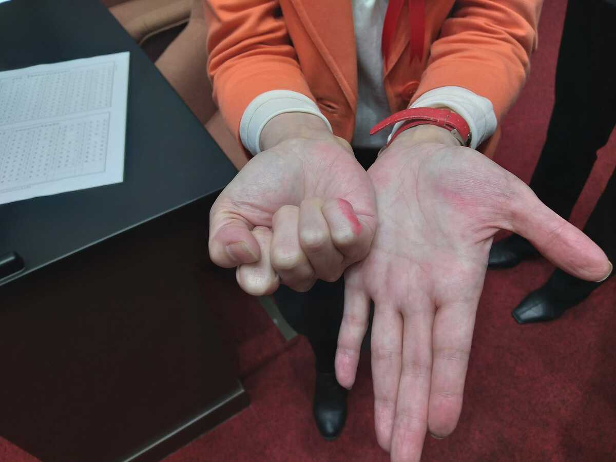 民眾黨立委陳昭姿因印泥誤染成廢票，使黃珊珊立法院長選票少一張。 圖：取自陳昭姿臉書粉專