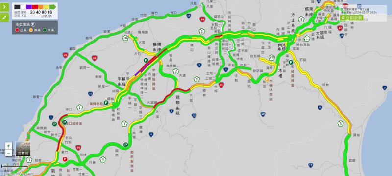高速公路局今(7)日表示，根據過往經驗來看，西部國道路段，預計晚上18時至19時，才會逐漸疏解。 圖：取自高公局1968網站