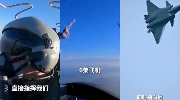 在 6 架殲-20 集結之際，外機找到了殲-20 兵力交替的空檔，闖入了相關空域挑釁，地面指揮所發現此事後，立即指揮 6 架殲-20，分三個方向直接指向外機。 圖 : 翻攝自鋒芒FM