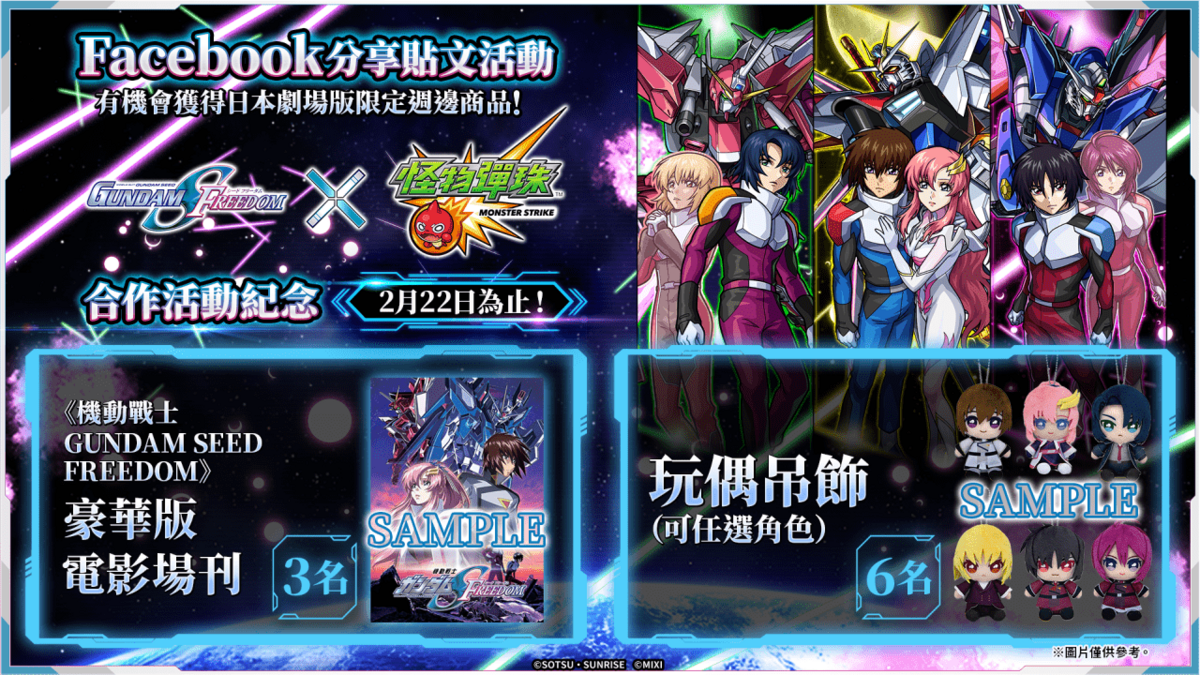 合作活動紀念Facebook分享貼文抽獎活動限定展開 圖：MIXI/提供