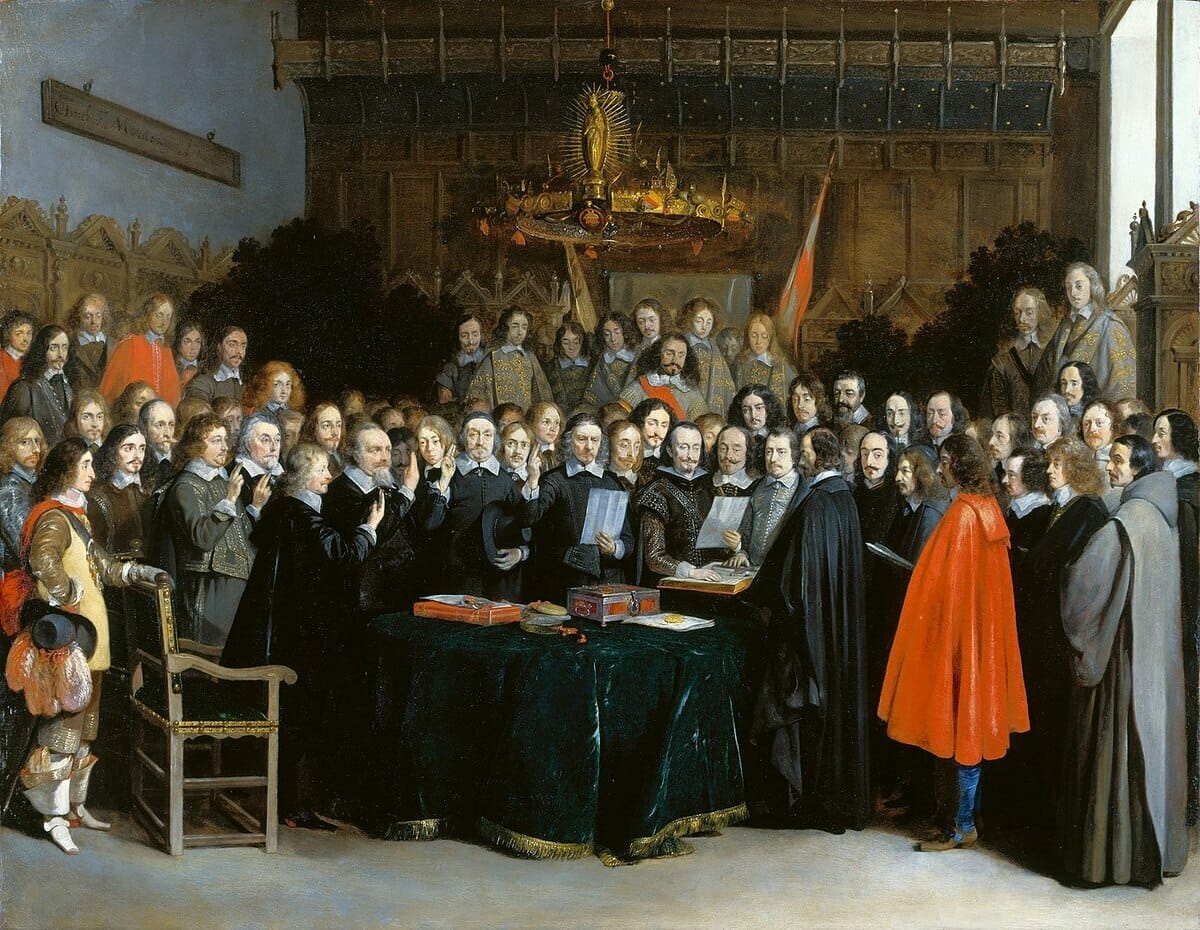 泰爾博赫繪於1648年的西發里亞和約確認儀式。 圖:取自維基百科