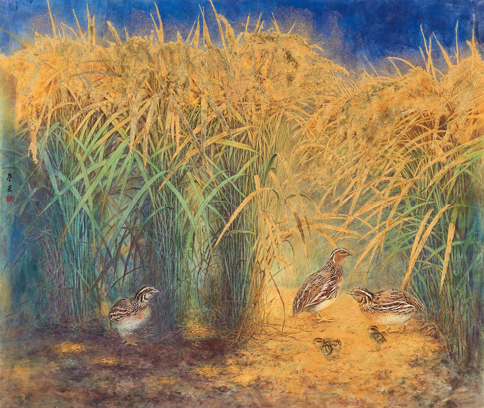 「106年全國美術展」今(24日)舉行頒獎典禮，膠彩類__金牌獎,_林春宏〈金色年代〉膠彩、紙本,_2016,_102_x_121_公分. 圖:文化部提供