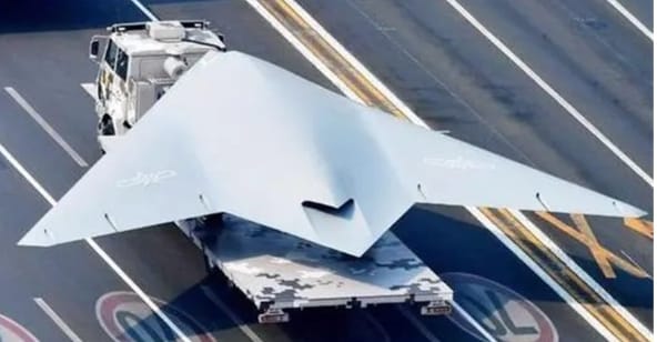 中國大型無人機攻擊11，是世界第一款飛翼布局高速隱形無人機。 圖 : 翻攝自環球網
