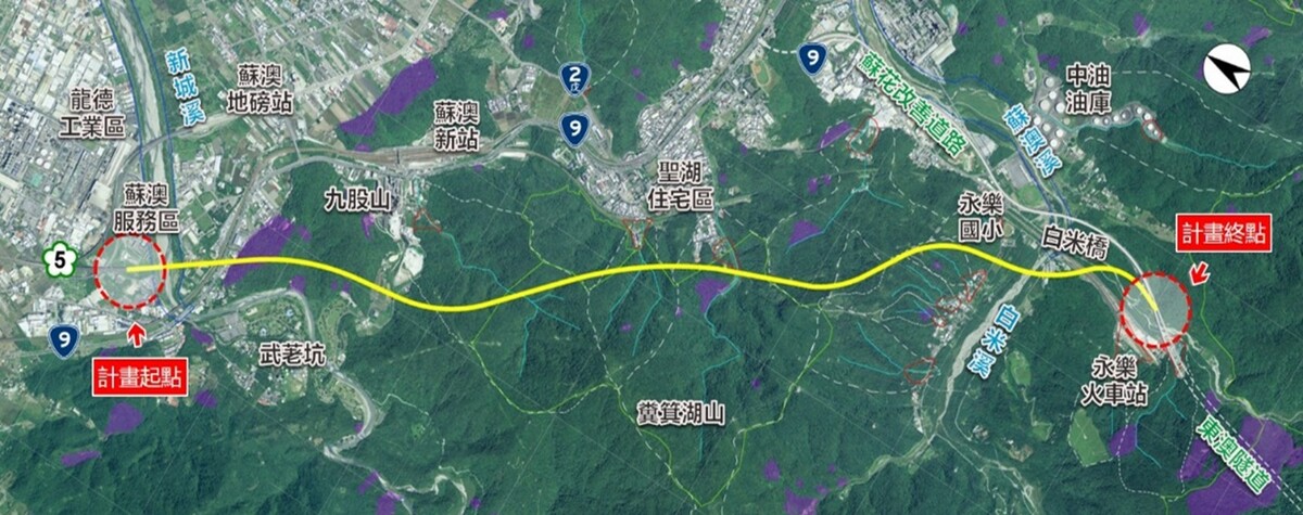 「台9線蘇花公路安全提升計畫」（蘇花安），高速公路局提出的「國5銜接蘇花改公路計畫」，昨進入環境影響評估審查，分別因土石方挖填及空汙增量評估的合理性不足，雙雙遭退回補正。 圖：取自交通部高速公路局網站