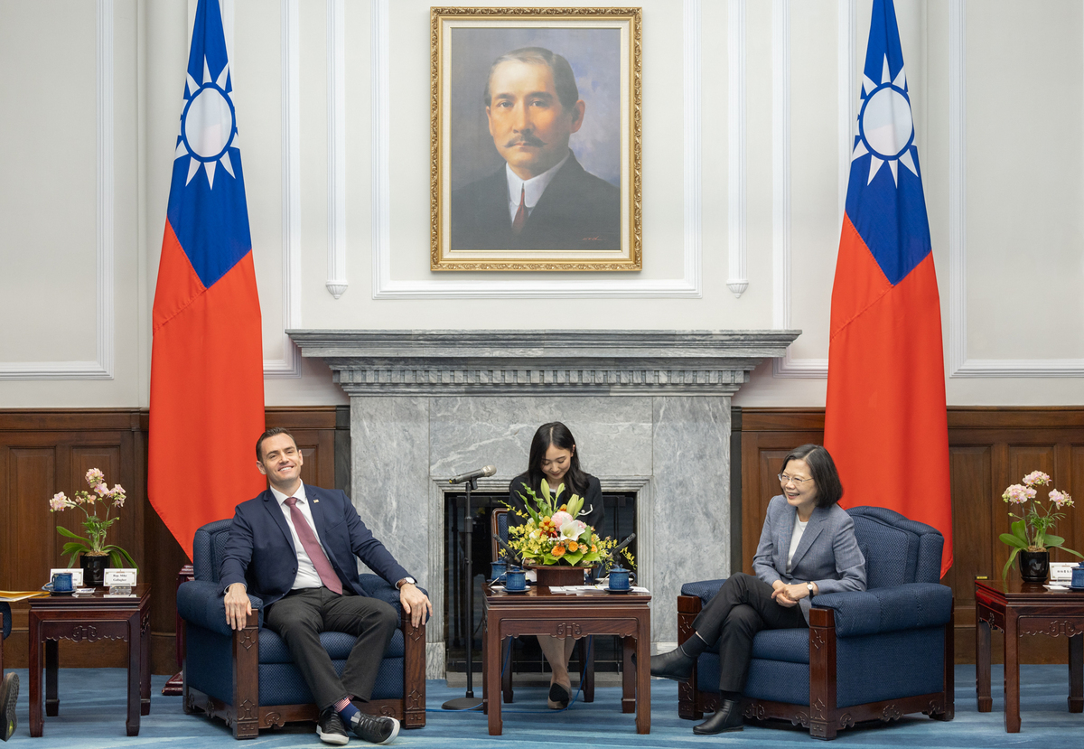 蔡英文今日上午在總統府接見蓋拉格所率領的訪團。 圖：總統府提供