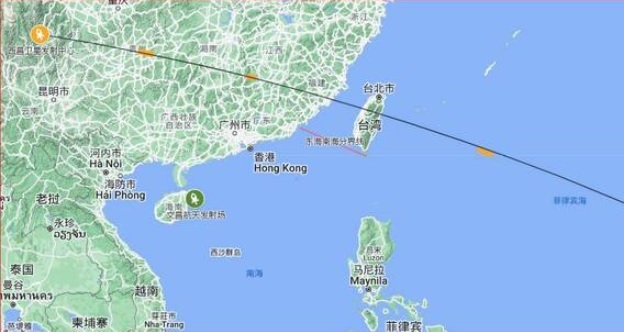 中國社群平台許多網友貼出火箭預期軌跡。 圖：翻攝自微博