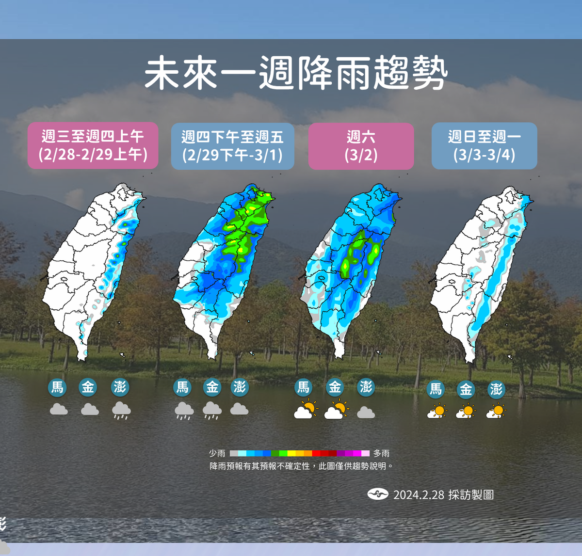 未來一週降雨變化。 圖：中央氣象署 / 提供