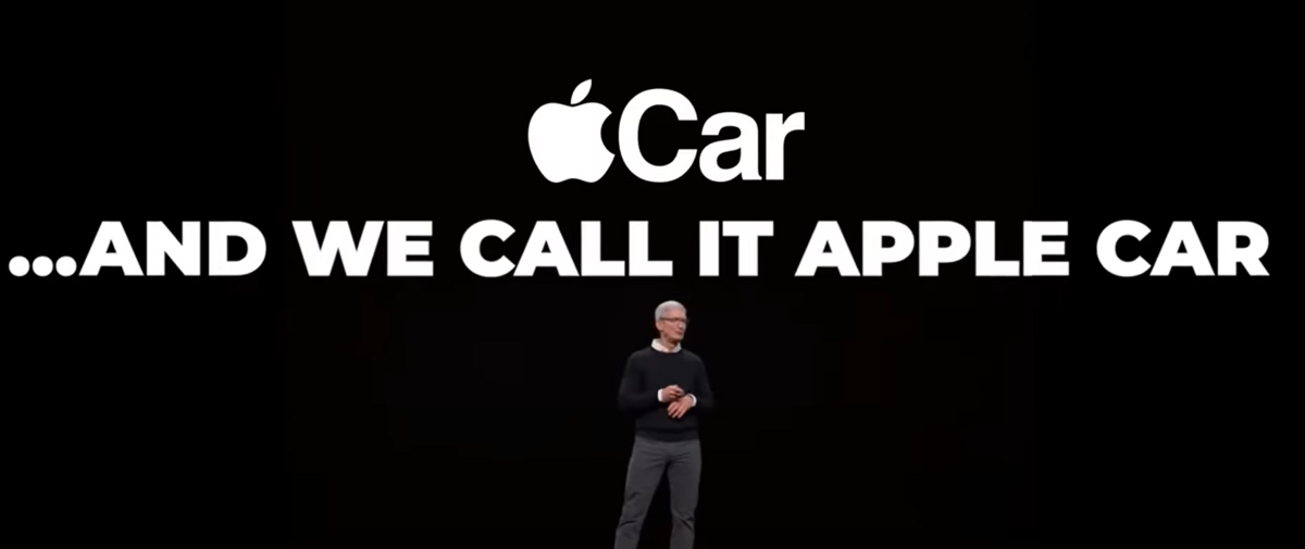 蘋果CEO庫克曾宣布Apple Car計劃，近日傳出終止，並將裁減多達2千名相關人員。 圖：翻攝自蘋果發表會(資料畫面)