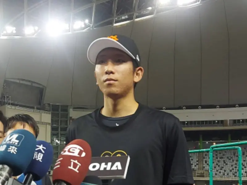 ▲讀賣巨人交流賽首戰先發投手戶鄉翔征談大巨蛋投球感受，認為很像日本的札幌、京瓷巨蛋。（圖／林之越攝）