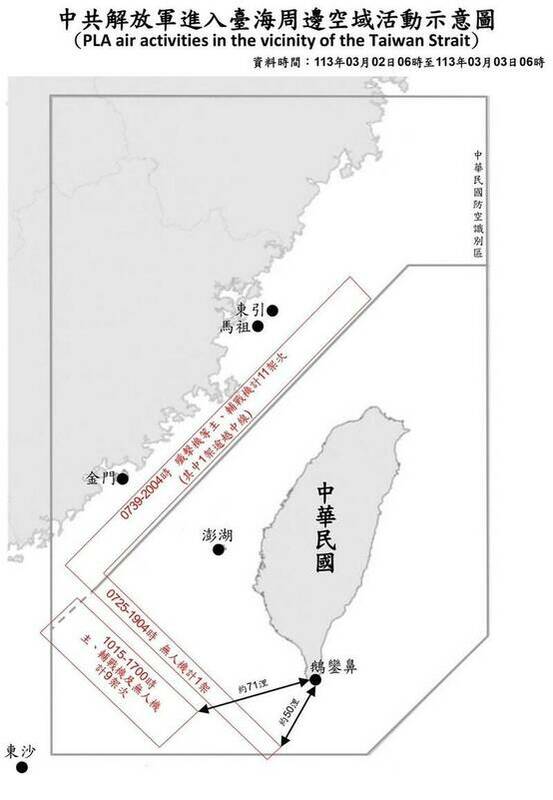國防部偵獲21共機6共艦擾台。 圖/國防部提供