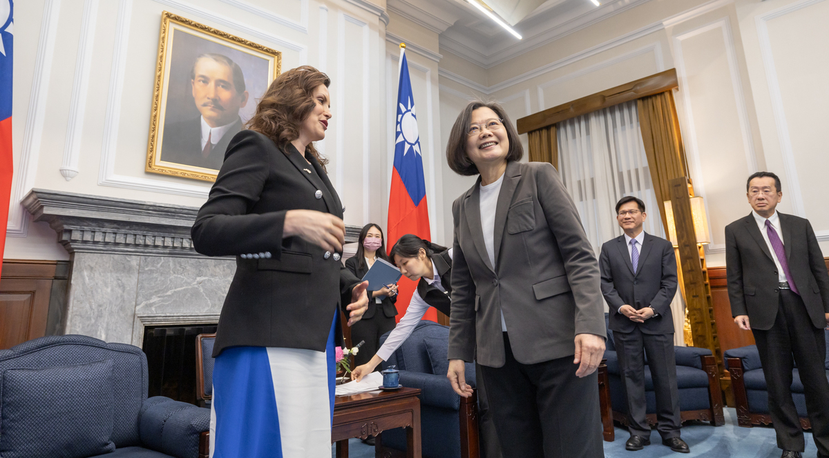 總統蔡英文接見美國密西根州州長魏美桂訪團一行。 圖：總統府提供
