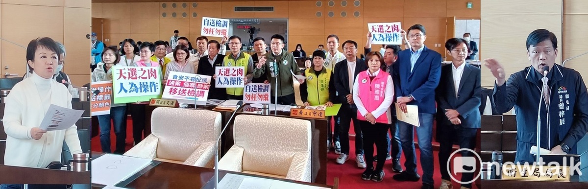 民進黨團全力砲轟台中市的西布特羅事件，市長盧秀燕及衛生局長曾梓展疲於應答。   圖：唐復年/攝 新頭殼合成