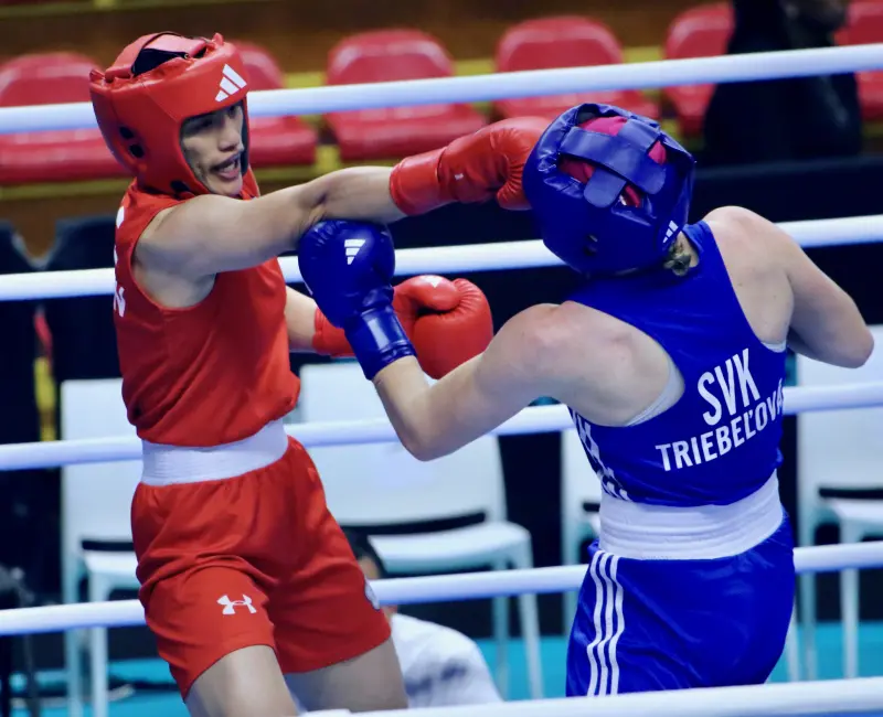 ▲台灣拳擊女將陳念琴以5：0輕取斯洛伐克Jessica Triebelova，晉級16強。 (圖／拳擊協會提供)