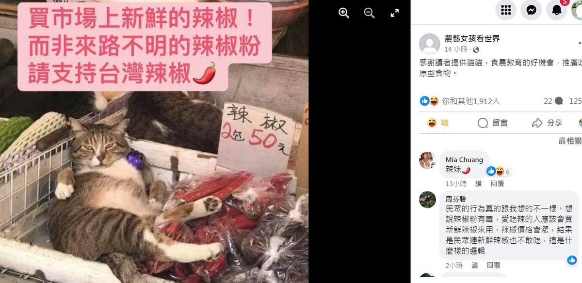食安風波不斷，「農藝女孩看世界」臉書認為，應該推廣食農教育，教大家多吃原型食物。 圖：翻攝自農藝女孩看世界臉書