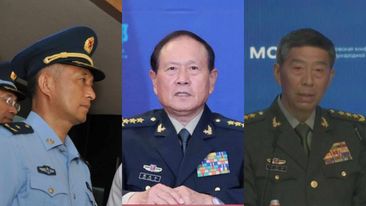 在習近平進入第三任期後，以火箭軍腐敗案為由，2023 年軍中再次啟動了大清洗。圖左為丁來杭、圖中為 魏鳳和、圖右為李尚福。 圖 : 新頭殼資料庫 (新頭殼合成)