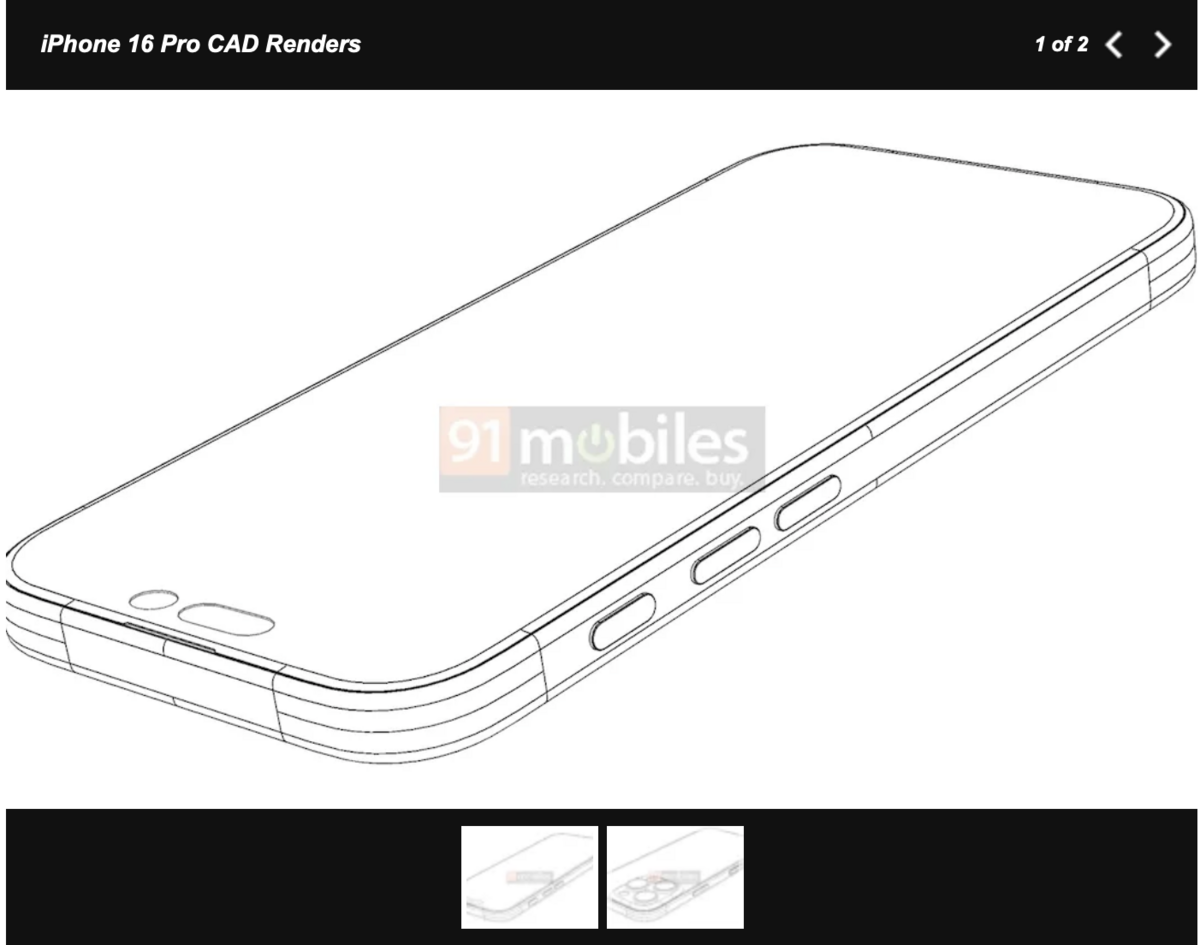 根據外媒報導，傳出iPhone 16 Pro系列將新增一顆拍攝按鈕。 圖：取自《91mobile》