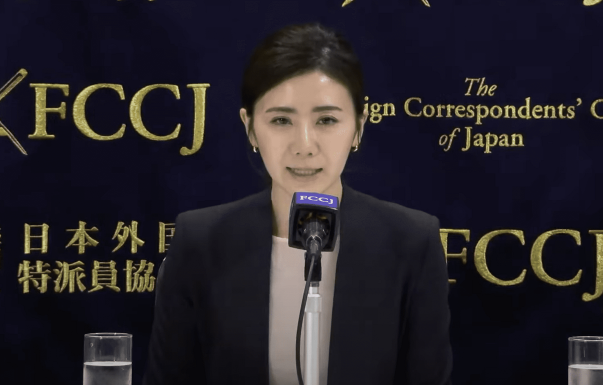 今日福原愛及江宏傑的律師召開記者會，宣布兩人已達成和解。 圖：翻攝自日本外国特派員協会YT頻道