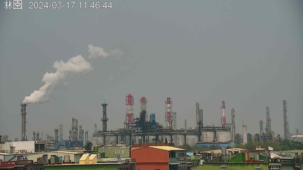 今(17)日環境風場為偏東風至東南風，清晨西半部風速弱且中南部垂直擴散條件較差，有利污染物累積。 圖：翻攝自空品監測網