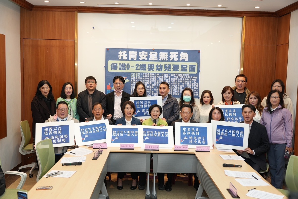 民進黨立委林岱樺偕同綠委呼籲補足托育安全無死角。 圖：立法委員林岱樺辦公室提供