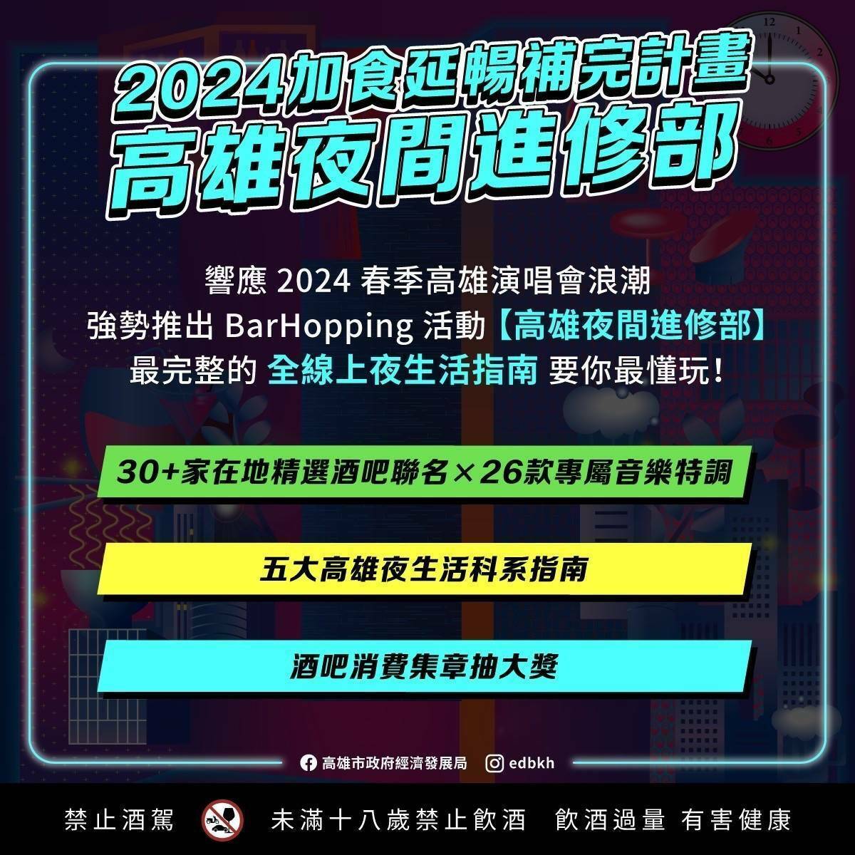 高市經發局推「高雄夜間進修部」衝演唱會經濟。 圖：高雄市經發局/提供