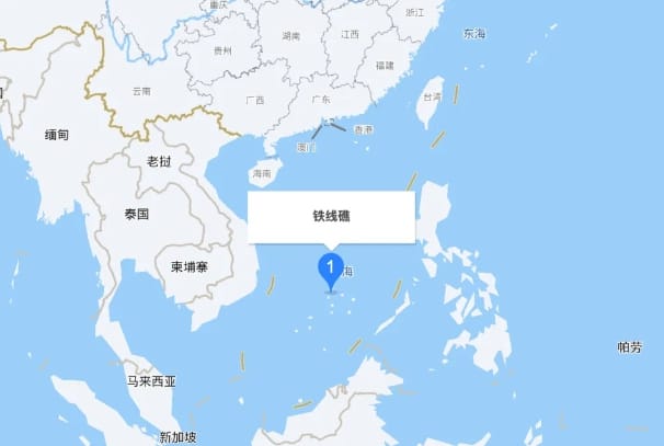 中菲南海主權爭議，鐵線礁地理位置圖。 圖 : 翻攝自環球網