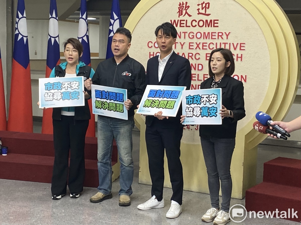 民眾黨團4位北市議員林珍羽（左起）、張志豪、陳宥丞、黃瀞瑩。 圖：周煊惠 / 攝