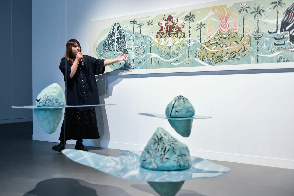 胡家瑜以作品《洪水過後有島嶼》成為高雄獎首獎首位原住民藝術家得主。 圖：高雄市立蓁術館/提供