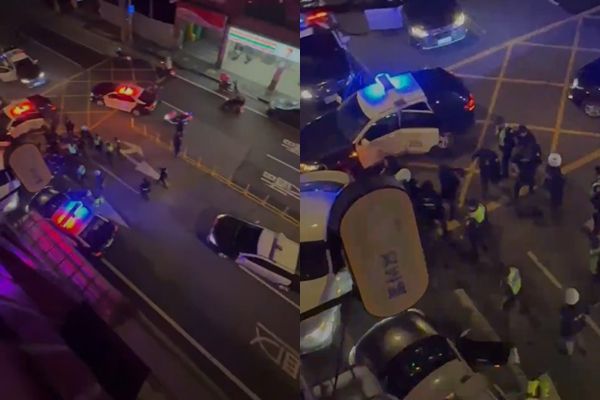 楊景隆跟警方在桃園街頭激烈交火。 圖：翻攝網路