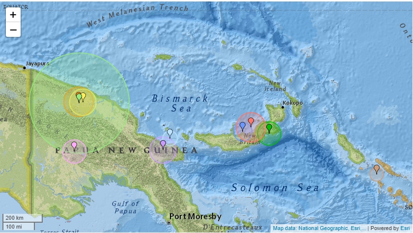 巴布亞紐幾內亞發生規模6.9級地震，未發布海嘯警報。 圖/取自earthquaketrack.com