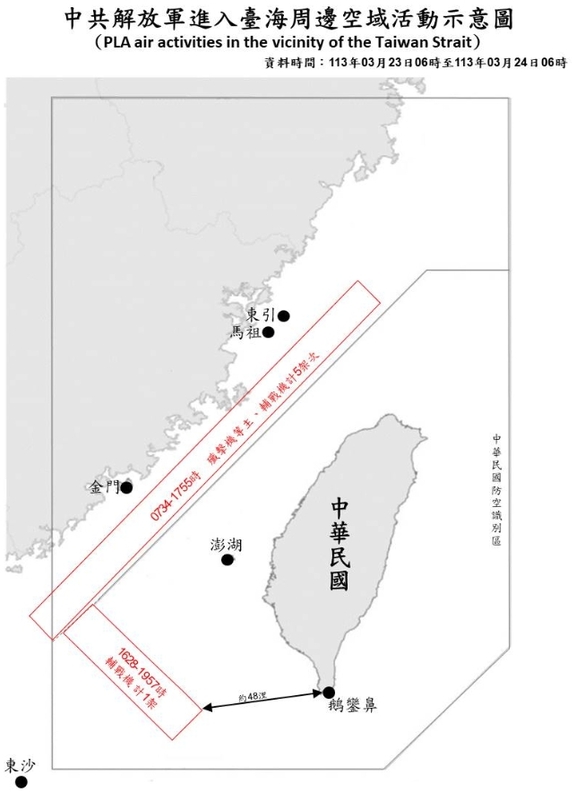 國防部偵獲6共機.8共艦擾台。 圖/國防部