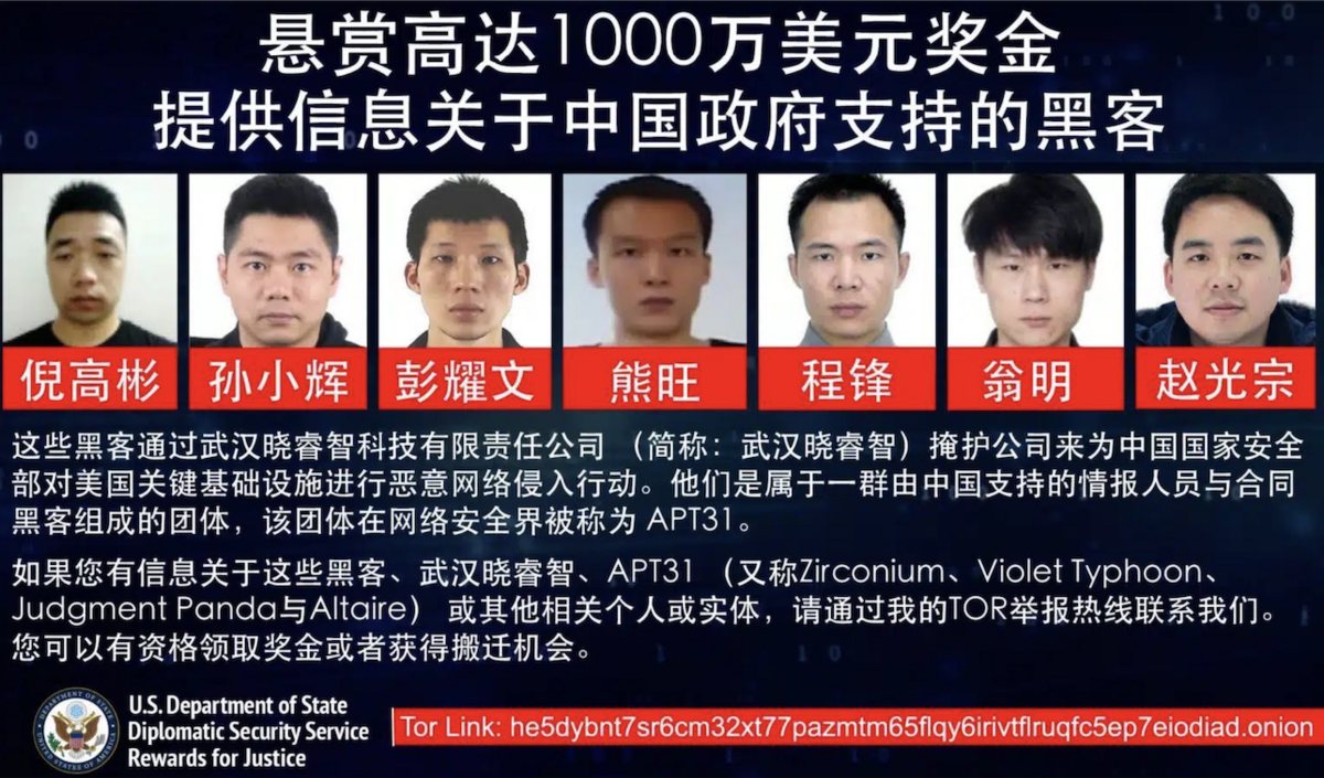 APT31 駭客組織成員 圖：翻攝自 X @JohnZhangSV