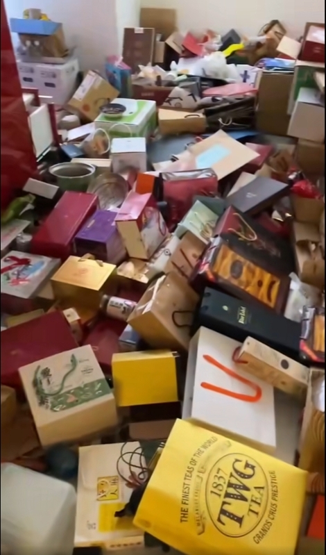 花蓮縣立委傅崐萁在臉書發布自家震後慘況影片。 圖：翻攝自傅崐萁臉書影片