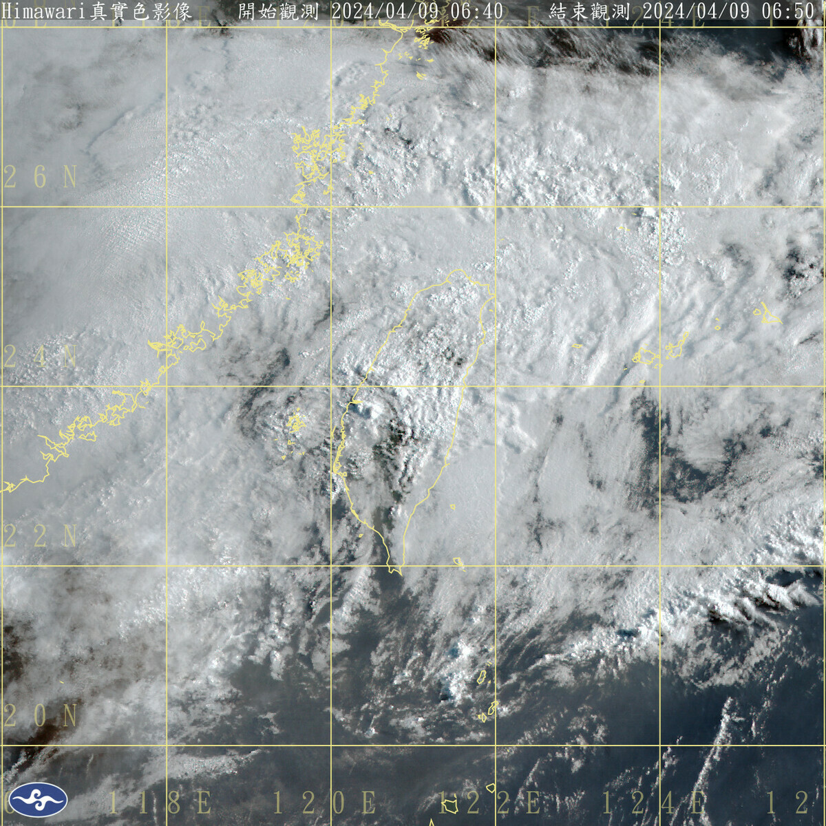 今天受到華南雲雨區東移影響，中部以北、東半部地區與南部山區，還有澎湖、金門都將有局部短暫陣雨。 圖：中央氣象署／提供