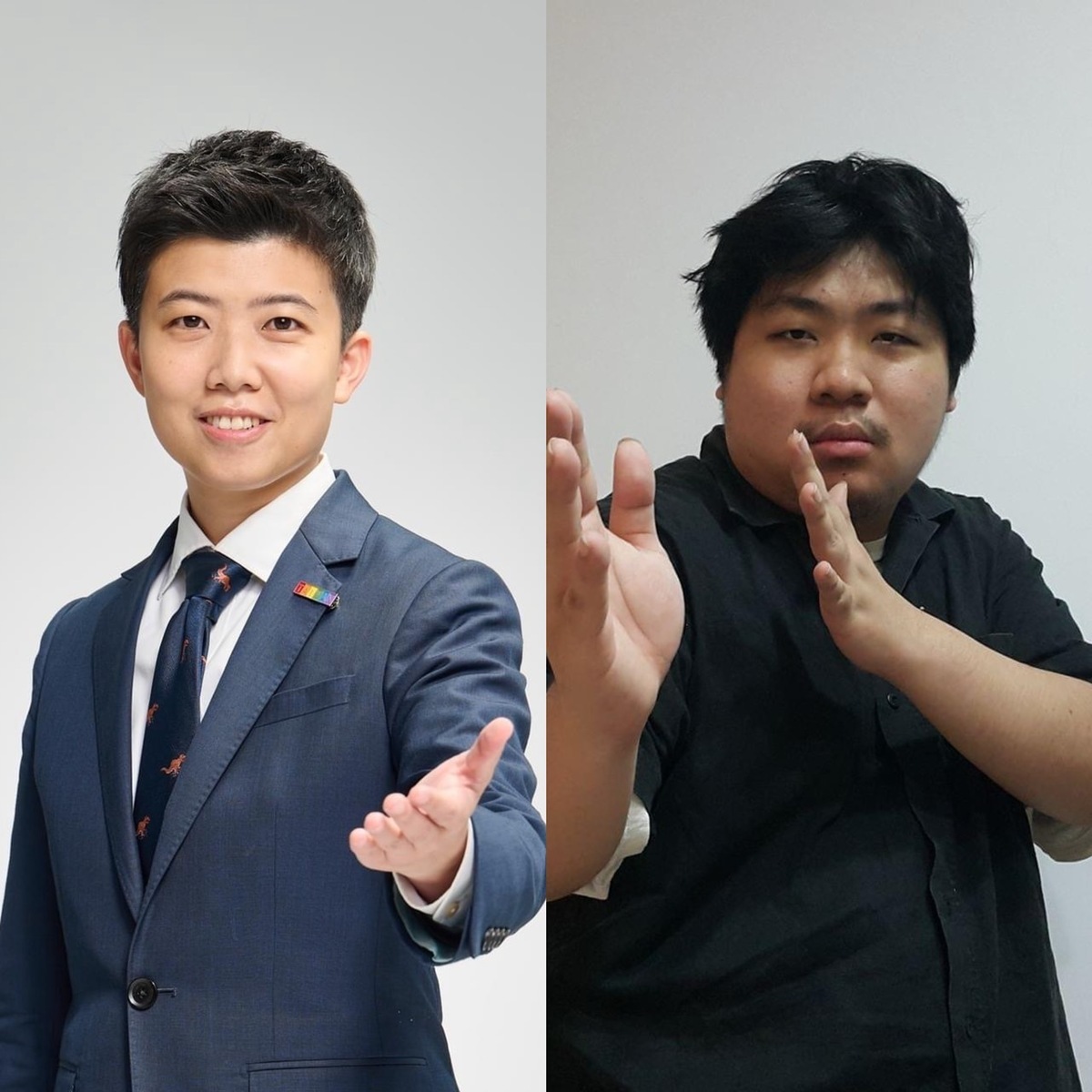 統神（右）跟台北市議員苗博雅在直播上對質了35分鐘，最後統神被苗博雅「感化」才低頭認錯。 圖：翻攝自苗博雅、統神FB