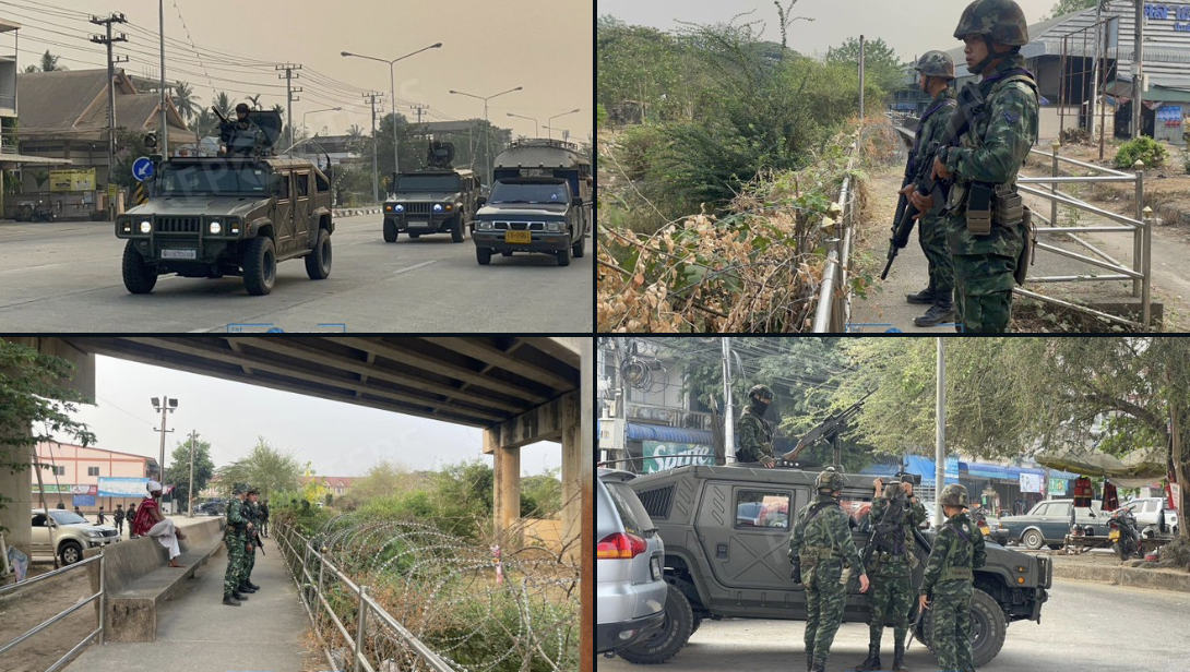 在緬甸軍政府與妙瓦底抵抗軍發生衝突之際，泰國軍隊加強了邊境的維安。 圖：取自「X」@IrrawaddyNews