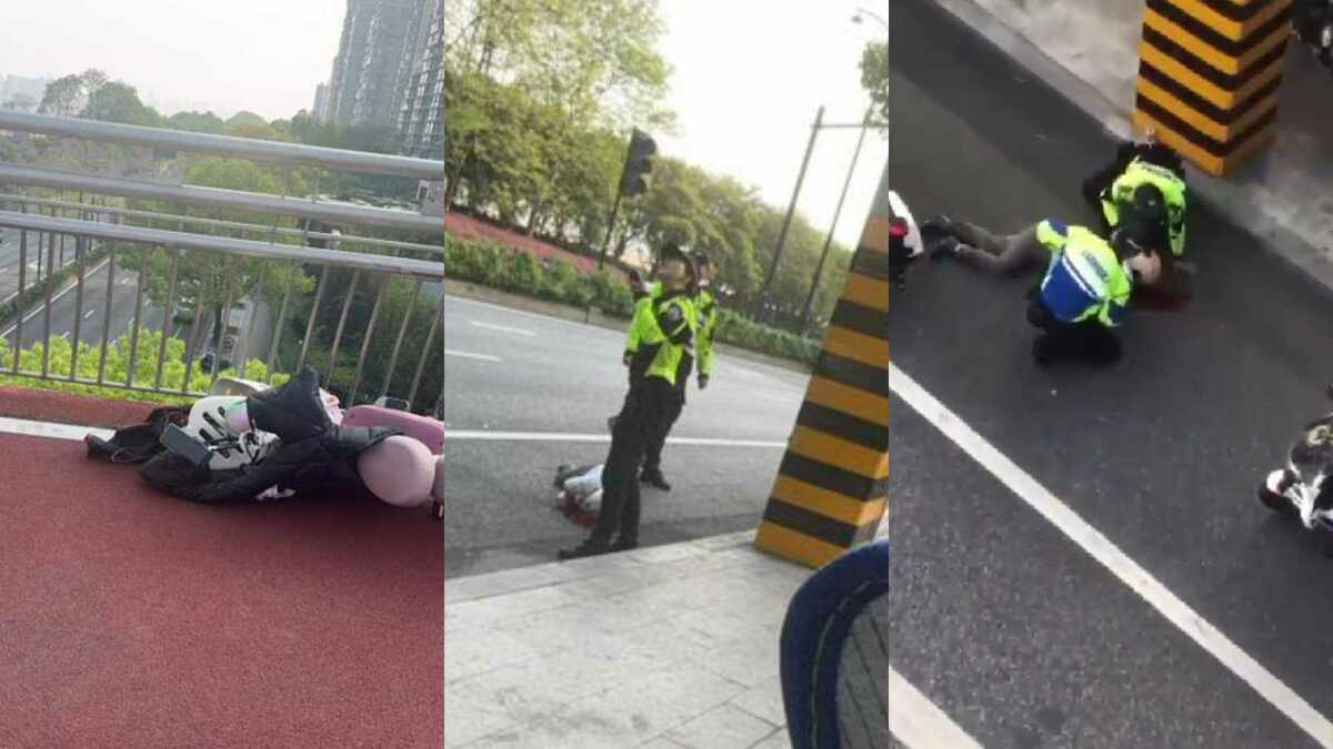 浙江甚至傳出了一起悲劇事件，杭州交警查扣了一輛電動車，導致車主不堪壓力跳橋身亡。 圖 : 翻攝自X帳號@xinwendiaocha（新頭殼合成）