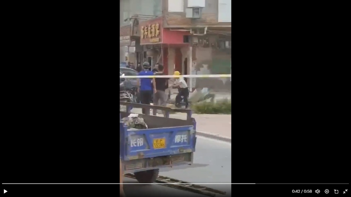 江西省撫州市一名屋主因房屋遭強拆，開車衝撞警方與拆屋施工團隊。 圖：擷取自 @LUOXIANGZY X 分享影片