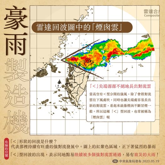 氣象署曾在臉書解答煙囪雲成因。 圖：翻攝自中央氣象署臉書
