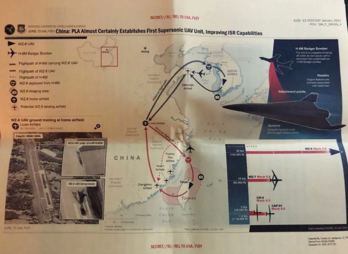 美國媒體指解放軍部署「無偵-8」無人機執行台灣和南韓上空進行偵察飛行。 圖：翻攝社群媒體「X」
