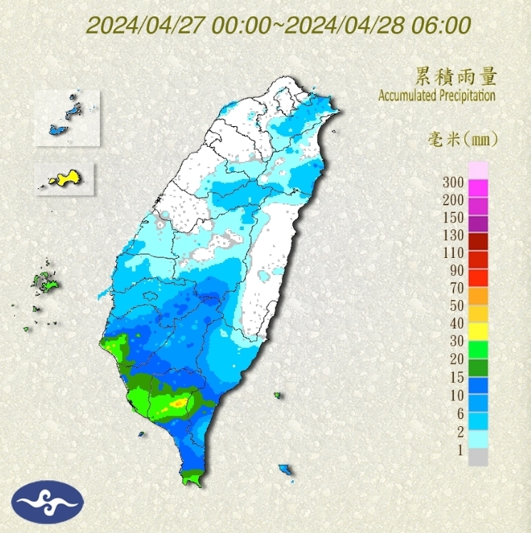 今天鋒面逐漸北抬，各地都會有短暫陣雨或雷雨。 圖/中央氣象署