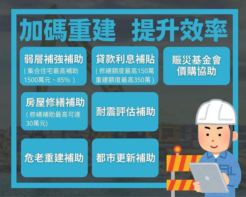 加碼重建，提升效率。 圖：取自林靜儀臉書